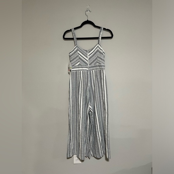 Violet Weekend Navy/Cream Stripe Cropped Jumpsuit Size 4 NEW Retro Wide Leg - Picture 2 of 13
